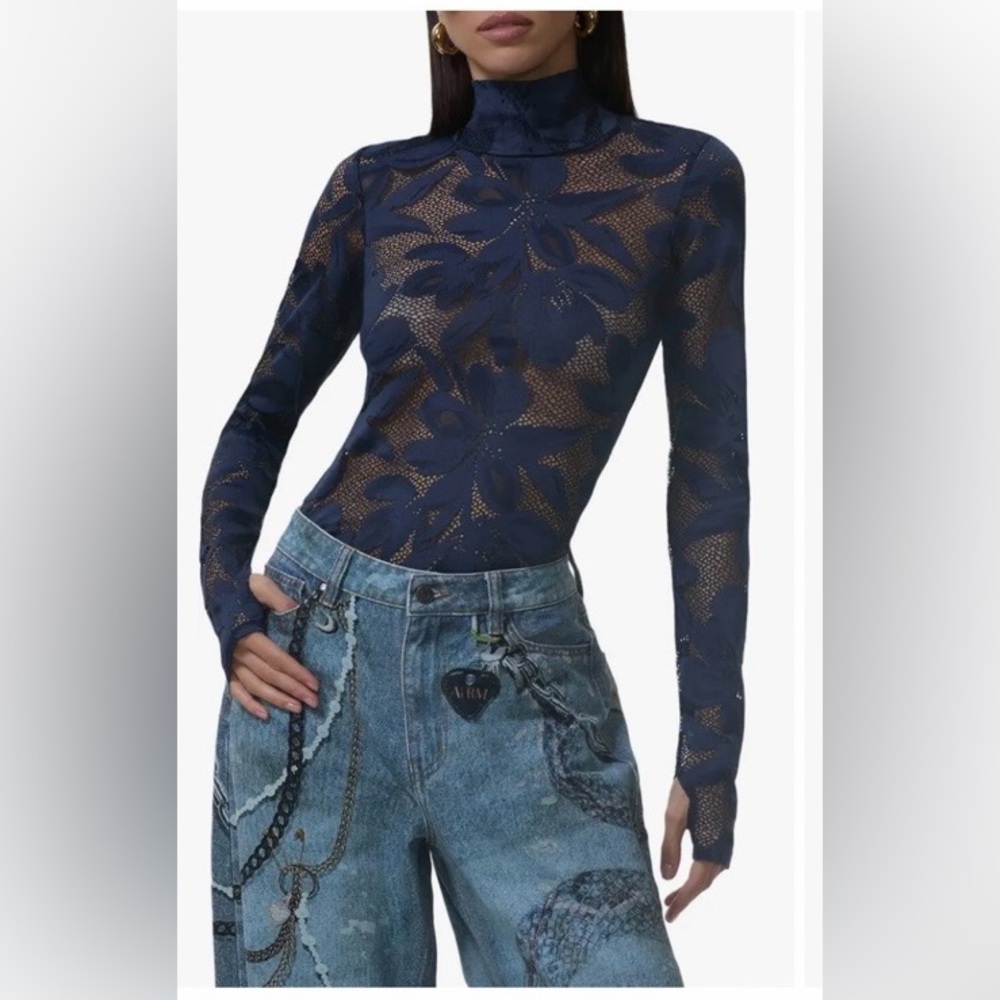 Floral Lace Navy Top